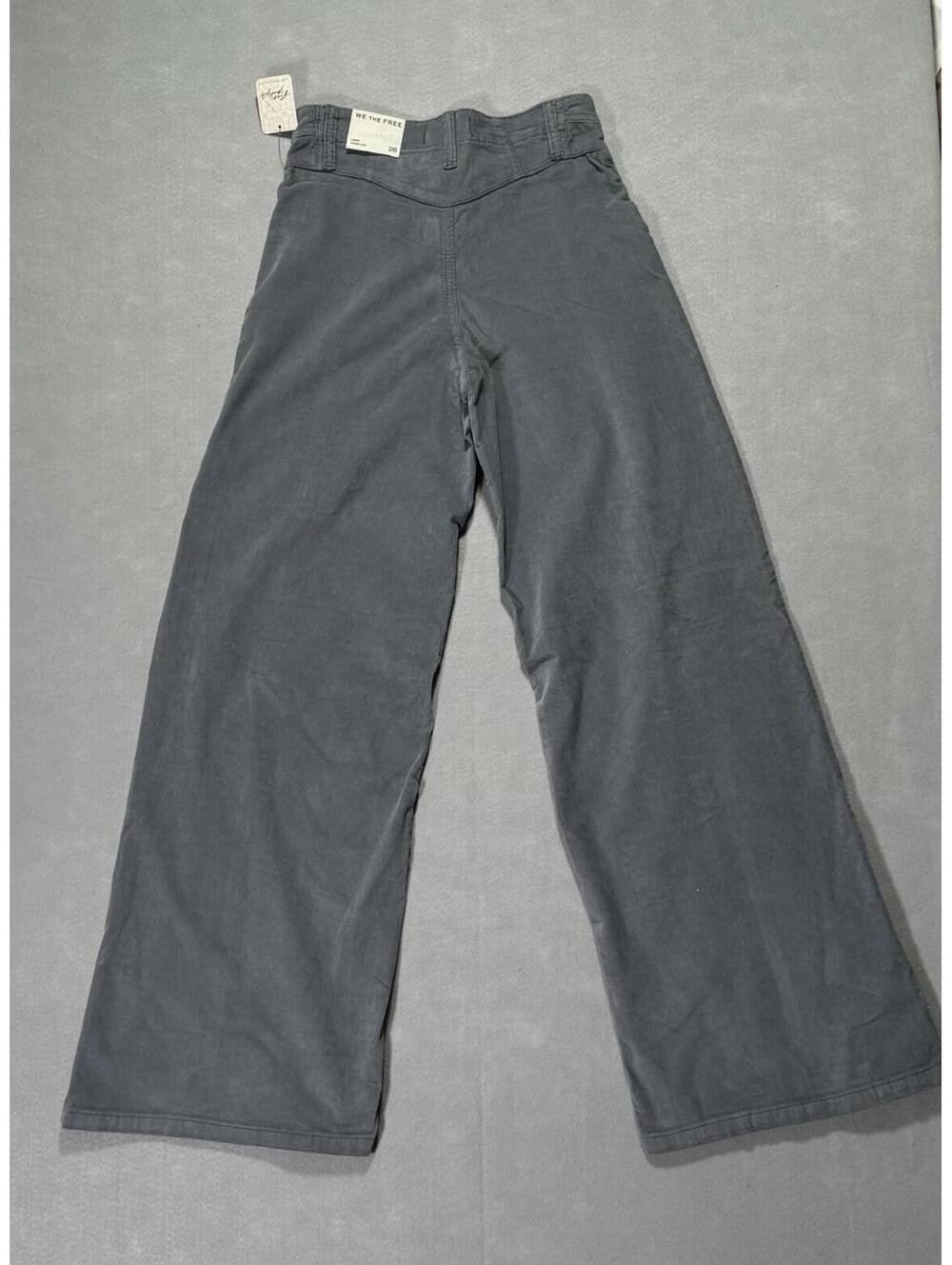 We The Free Women's Wide-Leg Corduroy Pants Light Grey High Rise Pockets -26 - Picture 7 of 9